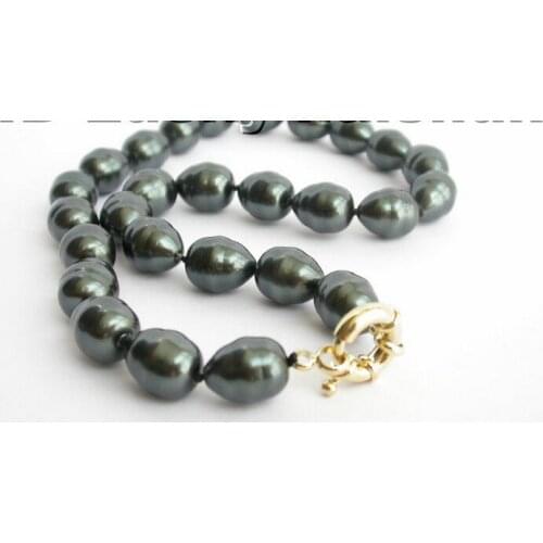 Baroque Tahitian black south sea shell pearls necklace Noble style Natural Fine jewe