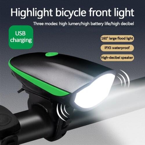 Front Bicycle Light USB with Horn Rechargeable Bike Lights Waterproof Cycling Headlight With 3 Lighting Modes 5 Sounds