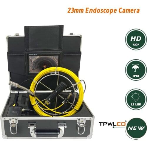 23mm Industrial Endoscope Underground Pipe Sewer Surveillance Video Inspection Snake Camera 7" TFT Screen 12 LEDs Light