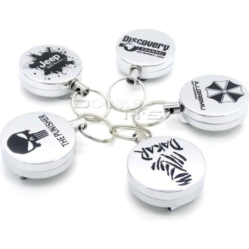 1pcs Recoil Extendable Metal Wire 60cm Key Chain Ring Clip Pull Keyring Retracting