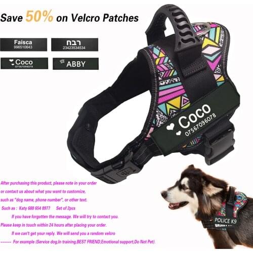 Dog harness with Custom Tags, Reflective service dog vest, no pull and non-blocking dog vest suitable for training walking