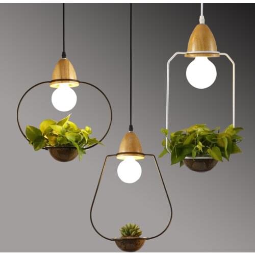 And contracted plants and flowers, wrought iron chandelier log restaurant cafe bar florist potted balcony droplight