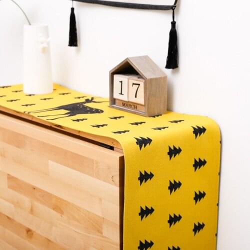 Customized American country cotton and linen table runner Yellow Elk Table Flag Long Tablecloth Cover Hotel Bed Flag Bed Towel