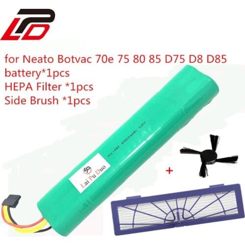 12V 3500mAh Replacement battery for Neato Botvac 70e 75 80 85 D75 D8 D85 Vacuum Cleaner battery with HEPA/Filter and Side Brush