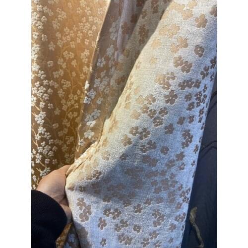 Fresh Small Floral Shading Chenille Double-sided Jacquard Stitching Milk Tea Color Khaki Curtains for Living Room Bedroom