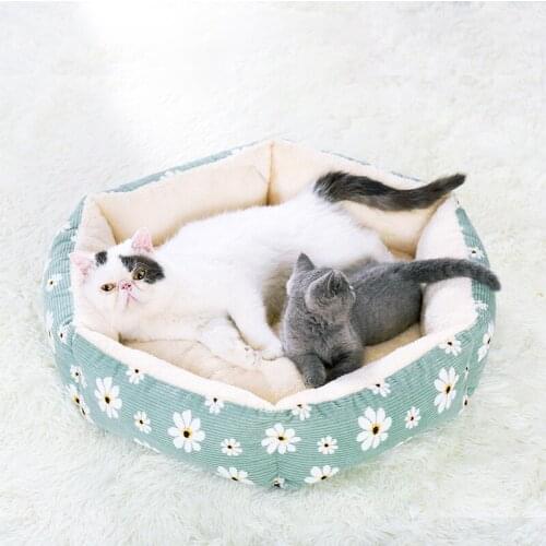 Pet Products Cat Sleeping Basket With Cushion Calico Bed For Cat Puppy Removable Chihuahua Beds Thicken Small Dog Kennel Fashion