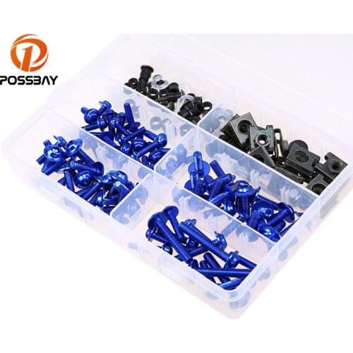 POSSBAY 5 Colors Motorcycle Fairing Screws Nuts Motorbike Windscreen Screw Bolts Kit Shell Screws for Yamaha Harley Honda Bikes