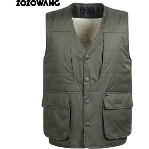 ZOZOWANG 2020 winter male vest berber fleece liner 4XL thermal thickening clip cotton vest casual wool waistcoat men Men coat