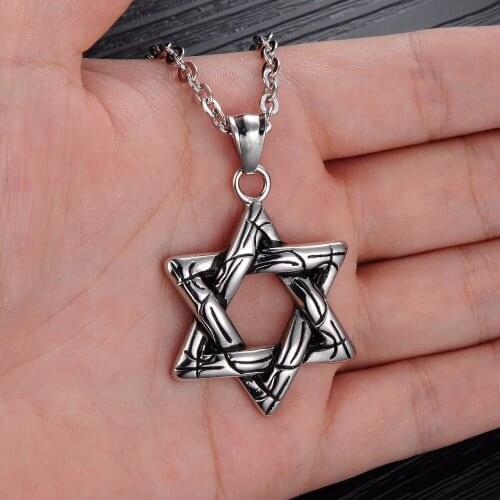 Stainless Steel Jewish Megan Israel Star of David Pendant Hexagram Charm Vintage Jewelry for Men Boys