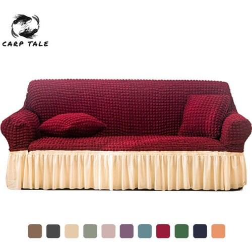 1/2/3/4-seater Furniture Covers Elastic Sofa Cover With Skirt Stretch Sofa Covers For Living Room Solid Color Couch Slipcover