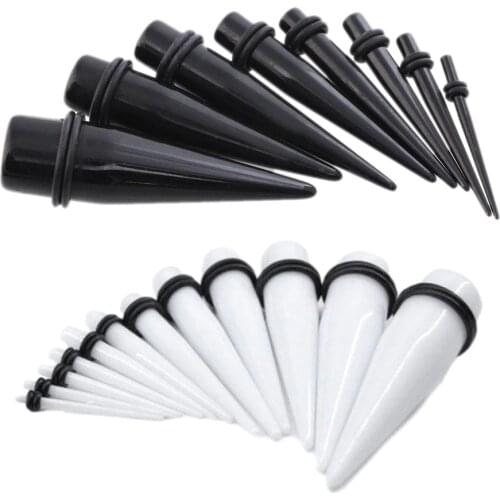 2pcs/lot Acrylic Ear Taper Expander Earleet Stretching Piercing Black&White Ear Taper Plug Tunnels Gauges Body Jewelry Piercings