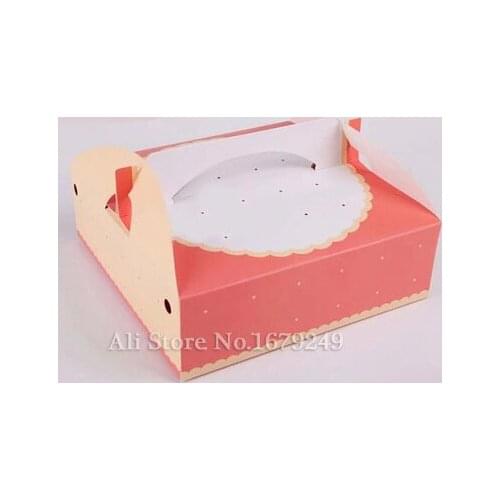 20.5x20.5x6.5cm pink 8 inch cheese cake pizza box food packing portable bread pizza sushi hamburger box 100pcs/lot