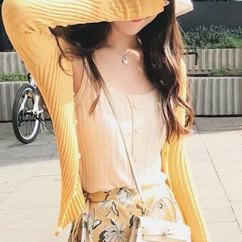 2020 Fashion Women Tank Tops Summer Sleeveless Camisole Tops Autumn Women Front Button Slim Up Bottoming Vest Top