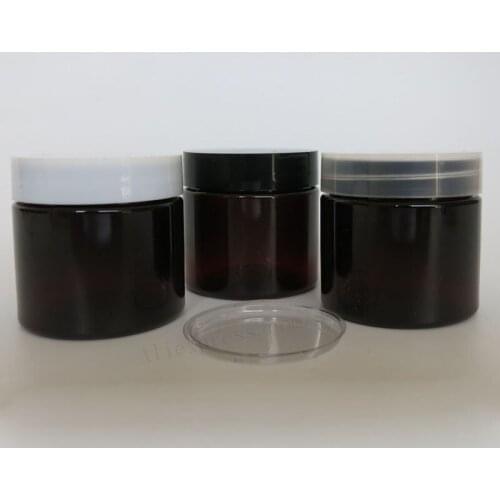 30pcs/lot 50g Empty Amber PET cream bottle 50cc Brown cosmetic container with plastic lids White Black Clear