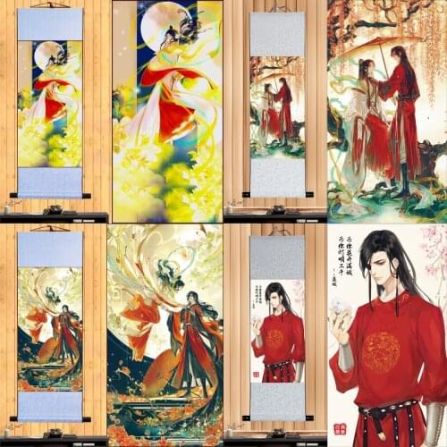 30cm*80cm Tian Guan Ci Fu Hua Cheng Xie Lian Printed Poster Scroll Picture Cosplay Prop Wall Decor for Women Men Gift 1pcs