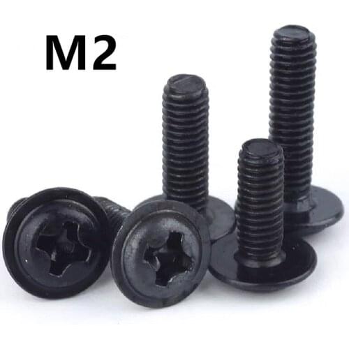 500pcs M2x3/4/5/6/8/10/12mm PWM DIN967 Black Pan Padded Screws Referral Computer Case Chassis Fixed Motherboard Screws With Pad