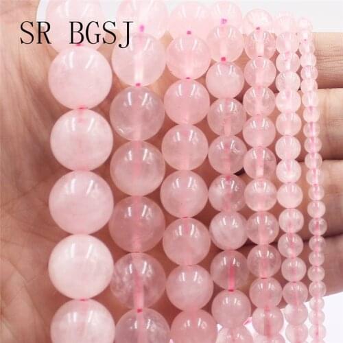 Free Shipping 4mm-16mm Pink Rose Quartzs Gems Loose Natural Stone Beads String 15"