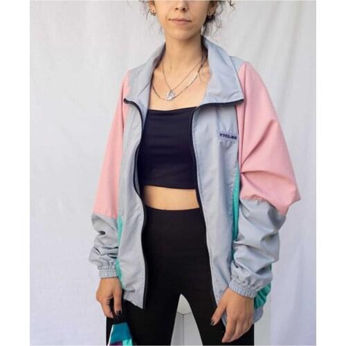 Unisex Oversize Retro Bomber Vintage Bomber Women Men Colorful Patterned Bomber Jacket Zipper Bomber 1970s Trend Bomber Jacket