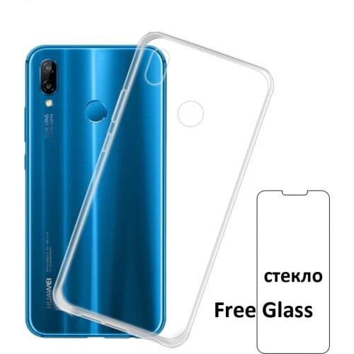 For Huawei P20 Lite Case Soft Transparent TPU Case for Huawei Nova 3e Bag & For Huawei P20 Lite Tempered Glass Screen Protector