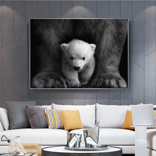 Black and White Retro Photography Wall Art Canvas Prints Nordic Bear Posters and Prints for Kids Room Wall Decor Cuadros Picture