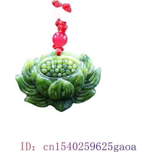 Jade Lotus Pendant Fashion Jewelry Charm Amulet Gemstone Accessories Necklace Women Carved Gifts Chinese Natural