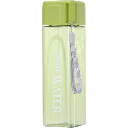 480ML cute water bottle New Square Tea Milk Fruit Water Cup for Water Bottles drink with Rope Transparent Sport Heat resistant