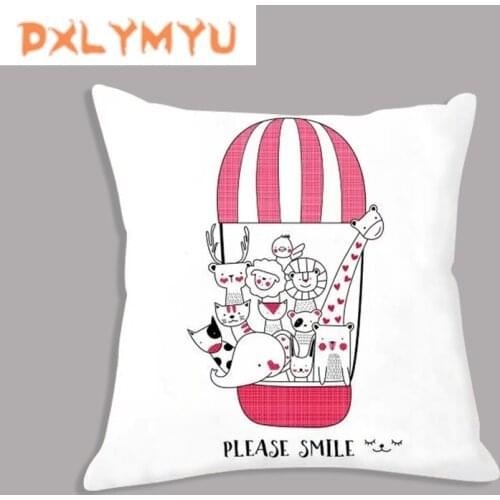Cartoon Cushion Cover For Decorative Cushion Sofa Giraffe Lion Rabbit Bear Animals Print Pillow Covers Soft Pillowcase Kids Gift