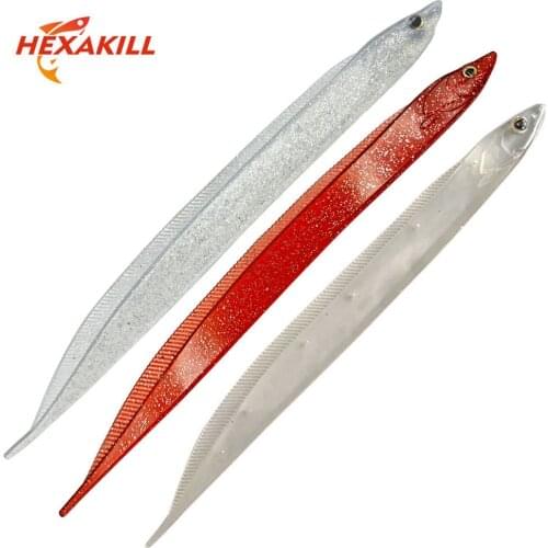 Hexakill 15cm/5.5g Soft Silicone Hairtail Bait 2pcs/bag Swim Eel Soft Lures Saltwater GrouperKanpachil Lure Fishing Tackle