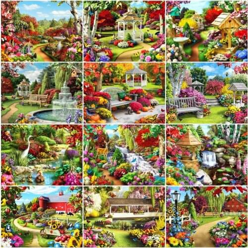 AZQSD Paint By Number Garden Acrylic DIY Frame Unique Gift Painting By Numbers For Adults Park Handpainted Wall Art