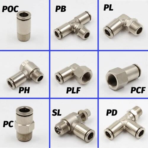 Pneumatic Connectors BSPT M5 1/8" 1/4" 3/8" 1/2" 304 stainless steel Push In Quick Connector Release Air Fitting Plumbing