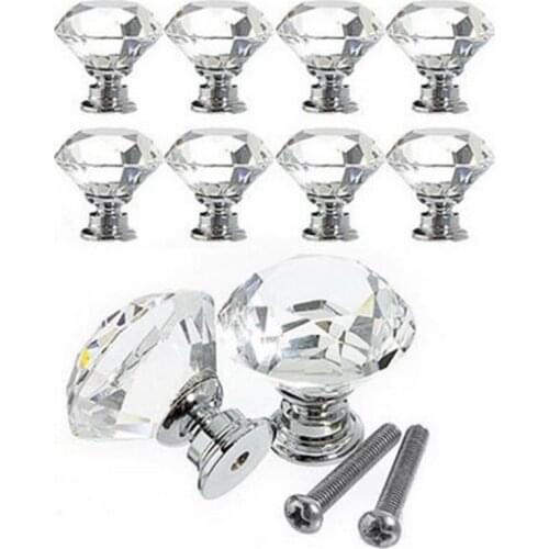 10pcs Portable Furniture Handle 30mm Crystal Glass Alloy Door Drawer Cabinet Wardrobe Pull Knob Drop Worldwide Store set