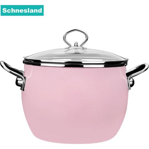 Schnesland Enamel on Steel Stock Pot/Stockpot with Lid, 6 Litre