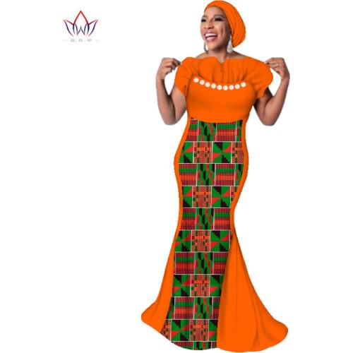Made in China 2019 Fashion African Dresses for Women Dashiki Plus Size African Clothes Bazin Decorative pearl Party Dress WY2601