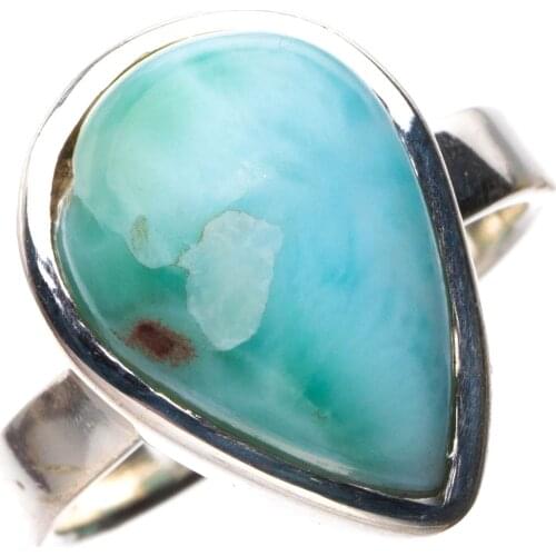 StarGems Natural Caribbean Larimar Handmade 925 Sterling Silver Ring 5.75 E2877