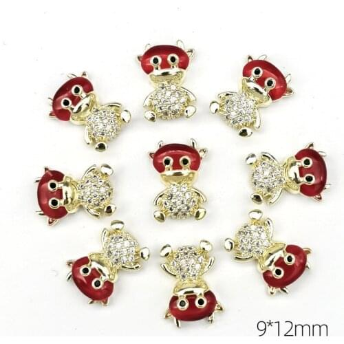 5pcs Shiny Crystal AB Nail Art Rhinestones 3d Alloy Cute Cartoon Strass Gems Charm DIY Manicure Decorations
