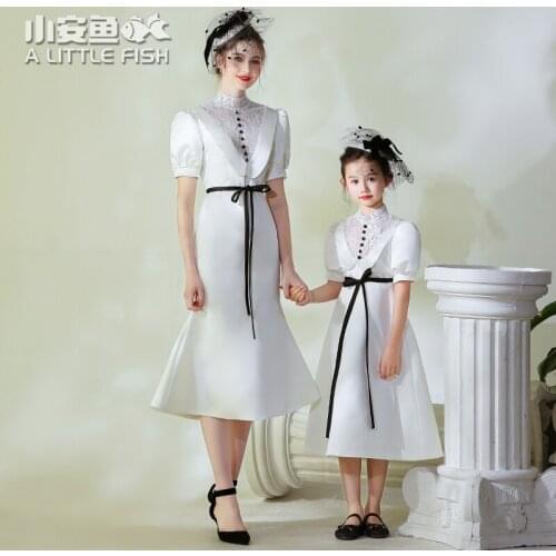 Mother Daughter Wedding Dresses for Family Parent-child Evening Dress Mommy Kids Mum Baby Clothes Christmas New Years Clothing