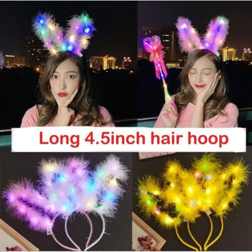 Halloween luminous hair hoop 4.5inch feather rabbit ears headband concert night toys and Children gifts