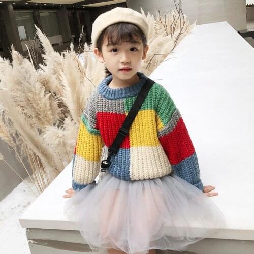 2020 New Spring Fashion Girls Sweaters Ins Children Sweaters Girls Sweater 2-10 Years Knit Sweaters Children Clothing