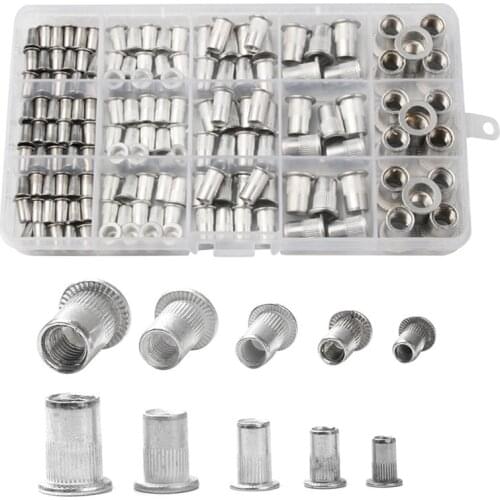 150PCS Aluminum Alloy Rivet Nut M3 M4 M5 M6 M8 Flat Head Threaded Rivet Insert Nutsert Cap Rivet Nut