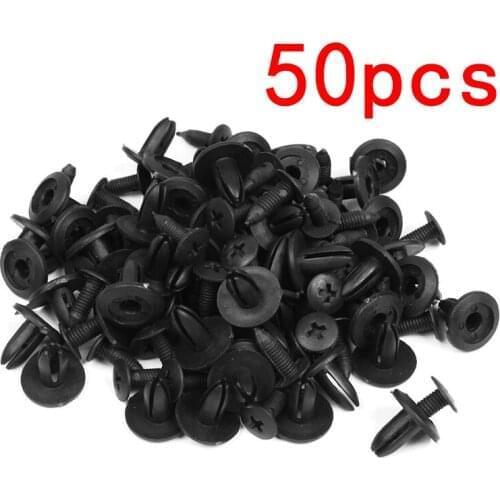 New 50pcs Black 6mm Hole Dia Black Plastic Rivets Bumper Fender Fastener Clips For Car Rivets Fasteners Clips For Honda Toyota