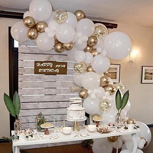 1set White Silver Metal Balloon Garland Arch 12inch Confetti Ballon Baby Shower Wedding Decoration Background Wall Supplies
