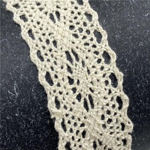 3Yards/lot 28mm Apparel Sewing Fabric Ivory Cream Trim Cotton Crocheted Lace Fabric Ribbon Handmade Accessori #12