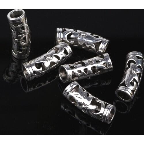 30Pcs/Lot New Flower Tibetan silver Spacer Tube Beads Connectorss