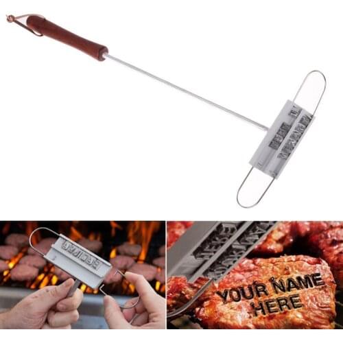 43cm BBQ Branding Iron Tong 55 Letters DIY Barbecue Letter Printed BBQ Steak Tool Meat Grill Forks Barbecue Tool Accessories