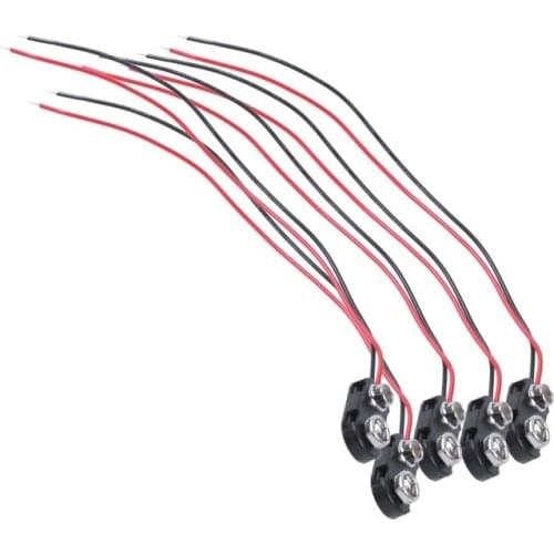 5 x black plastic case 14, 99 cm 2 - cable connector 9 V rechargeable battery