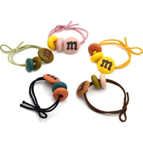 Women Girls Colorful Elastic Hair Bands charm Holder Rubber Bands Scrunchie Headband Hair Accessories 5pcs