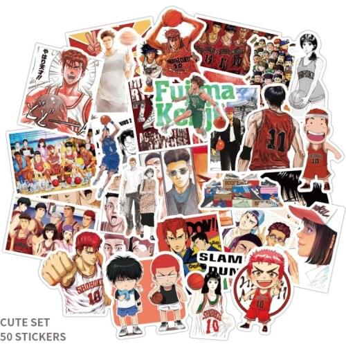 50pcs/set Anime SLAM Dunk Stickers Waterproof Durable Stickers Classic Japanese Anime Stickers for Water Bottles Laptops DIY Dec