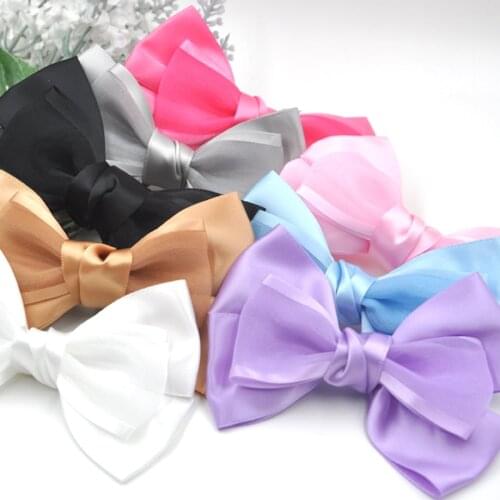 8pcs Big Organza Satin Ribbon Bows Flowers Sewing Appliques 100x70mm A296