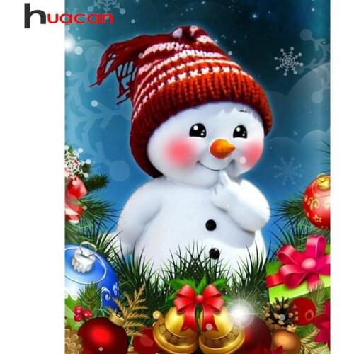 Huacan Diamond Painting Full Drill Snowman DIY Decor Diamond Embroidery Mosaic Christmas Cross Stitch Gift