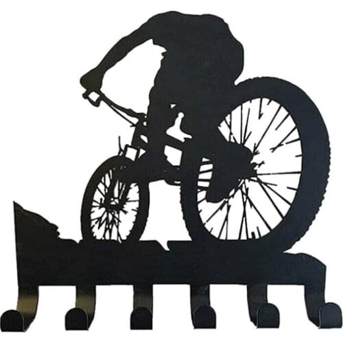 6-hooks Large Wall Key Holder Riding Bicycle Pattern Wall Hanger Organizer For Clothes Accessories Wall Decor